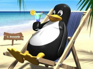 Tux en la playa